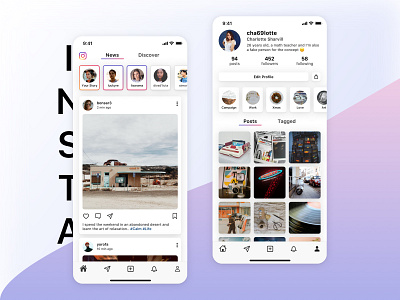 Instagram App card insta instagram instagram post instagram redesign instagram stories ios phone photo photos social social app social media social network social networking ui ux video sharing videos