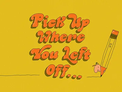 Pick Back Up 60s 70s drawing illustration line drawing mid century pencil procreate school typography
