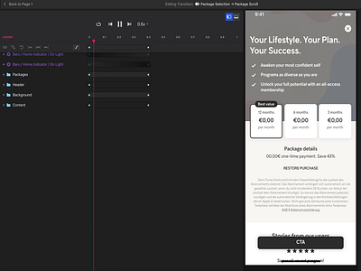 Concept - Pricing Screen Scroll animation app header interaction invision invisionstudio mobile plan price pricing prototype scroll ui wip