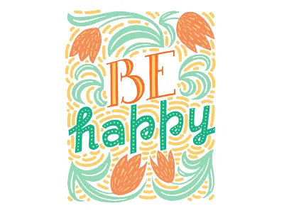 Be Happy behappy card hand drawn ipad lettering letters print procreate womensday