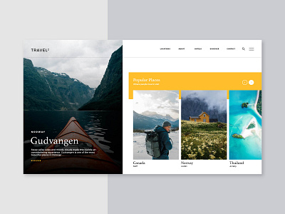 Travel landing page beach canada clean design landing logo minimal minimalist mountain norway photoshop thailand travel travel app ui unsplash ux vector website yellow