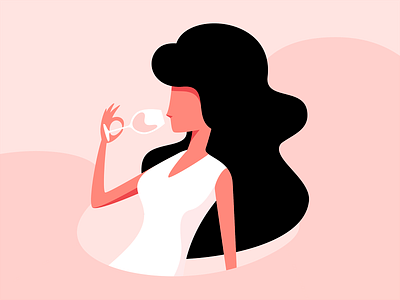 Lady drinking wine illustration illustrator wine woman illustration