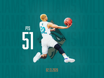 Sports Edit - DJ Williams (Coastal Carolina) Scores 51 points basketball basketball player basketball poster design photoshop poster sports sports design