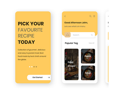 Food App Design adobe illustrator foodapp mobileapp typogaphy uidesign