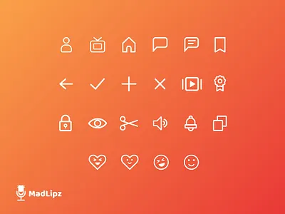 MadLipz App - Iconography app application branding design icon design icon set iconography icons orange