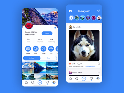 Instagram UI Redesign app app design app designer design instagram instagram redesign mockup redesign ui ui design uiux