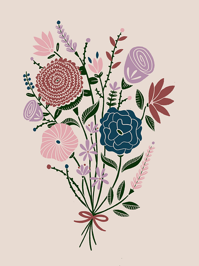 Flower Bouquet bouquet color dandelions flower flowers green illustration leaf leaves roses sage soft colors texture
