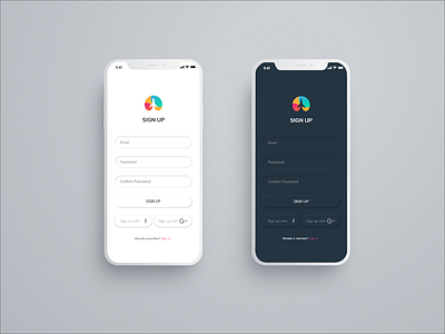 Skeuomorphic Sign up screen for iOS (Dark & Light) adobe xd adobe xd app design adobe xd templates dark and light ios template design login page design mobile app neomorphic sign up adobe xd sign up dark sign up light skeomorphic