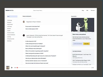 Smash Notes Got a Feed audio app feed listening notes podcast podcasting social