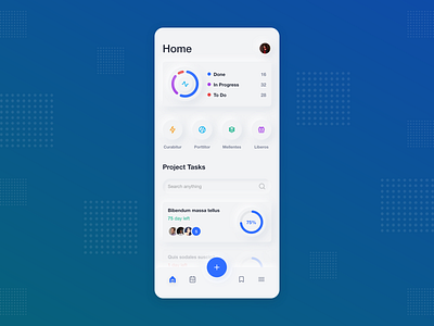 Tasks management app app app concept card chart clean ui flat home interaction minimal mobile app onboarding process projects task tasks to do to do list