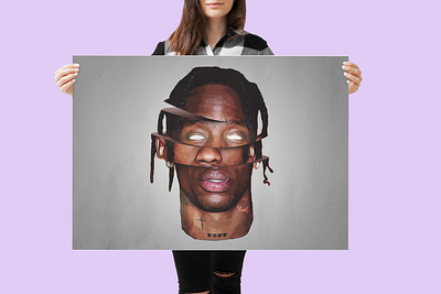 TRAVI$ SCOTT ---[T-SHIRT/POSTER] affiche artwork astro world design digital art head hiphop illustration photoshop poster rap us rapper rodeo sliced t shirt t shirt design trap travis scott wear