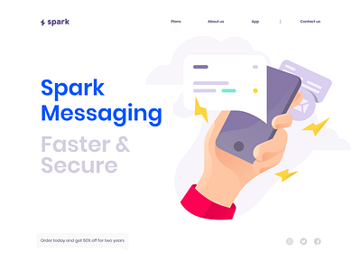 Spark app art clean design flat icon iconography illustration landing layout minimal minimalistic type typography web website