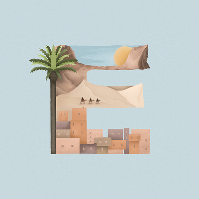 E is for Errachidia in Morocco 36daysoftype 36dyas e design dribbble illustration illustration art linijos morocco