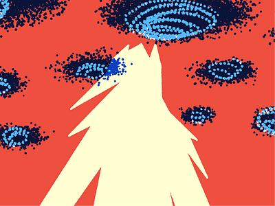 flying saucers abstract editorial illustration stippling texture ufo