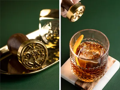Ice Stamp Rum & Co. brand branding cocktail creative agency design gold green ice ice stamp logo stamp