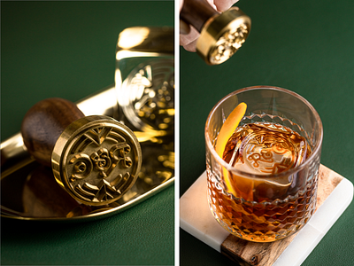 Ice Stamp Rum & Co. brand branding cocktail creative agency design gold green ice ice stamp logo stamp