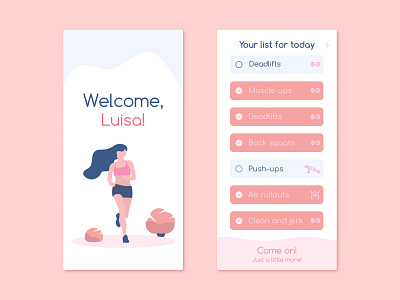 Shot Buttle app app design blue buttle design do it exercise figma figma design figmadesign fitness fitness app list lists muscular pink press sport app ui