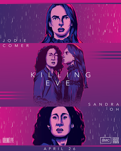 Killing Eve branding design graphicdesign illustration jodiecomer killingeve logo movie poster packaging poster art poster design posters television televisionposter tv typogaphy vector
