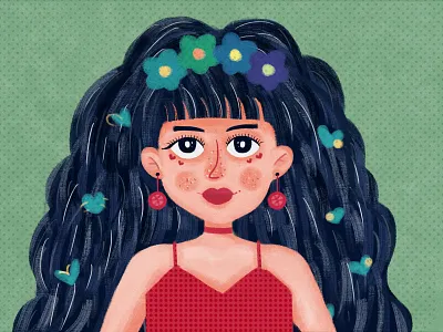 a lovely girl character dribbble invitation girl illustration grill hair illustration lovely photoshop