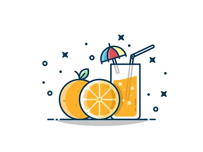 Refreshing orange juice! design flat icon illustration logo orange sticker vector yellow