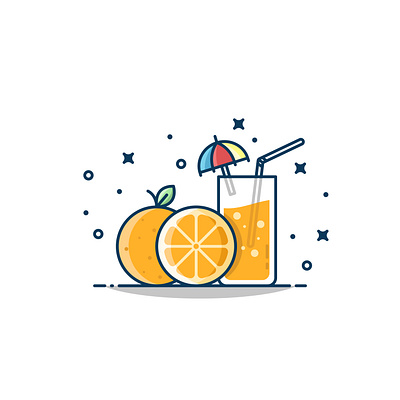 Refreshing orange juice! design flat icon illustration logo orange sticker vector yellow