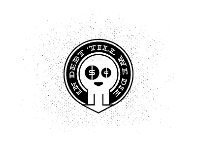 Busted badge debt logo money skull