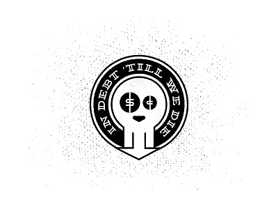 Busted badge debt logo money skull