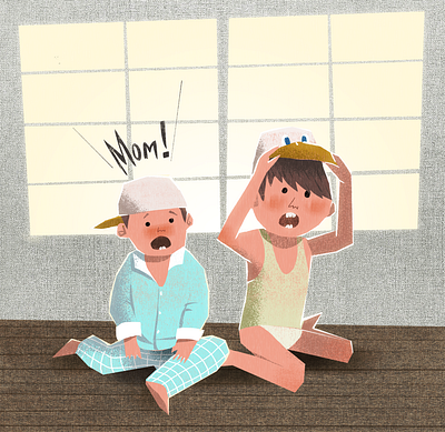Two boys boy child children childrens book illustraion