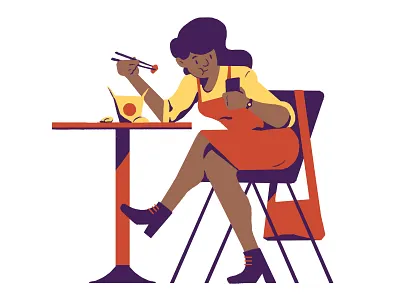 Lunch 2d color flat illustration mobile people