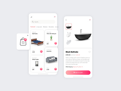 Furniture Shopping App app design minimal ui