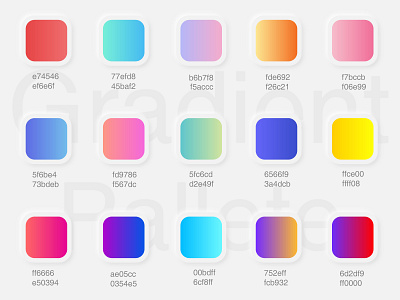 Gradient Pallete colorful colourhues freebie gradient gradients ios skeumorphic skeumorphism trend uicolour uidesign uiux vector web webcolours