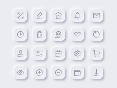 Set of Free Neumorphism Icons app design e comerce ecomerce free icons set illustration mobile neumorphism skeuomorphism ui ux vector web