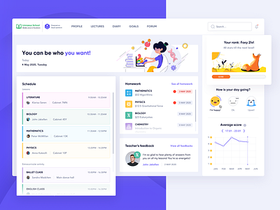 Educational web platform - Dashboard design education illustration interface ui ux web