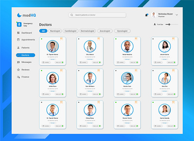 Doctor's List in a Hospital M.System doctor doctor app hospital hospital app ui design user experience user interface ux design web ui website design wireframe