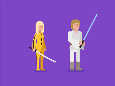 Broforce pt.2 black mamba broforce character flat game art illustration kill bill luke skywalker starwars vector