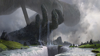 The Roam - Gate of the Palm cg concept art environment fantasy gamedev illustration medieval waterfall