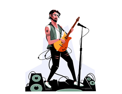 Rakista 2d adobe illustrator art branding branding concept character concept cool creative design drawing flat guitar icon illustration inspire music rock sound vector