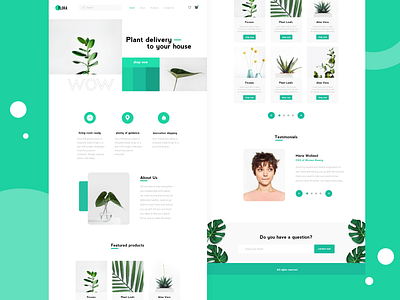 Plant E-commerce Website bright e commerce e commerce website green website landing page landing page design plant shop typography ui ux vector webdesign