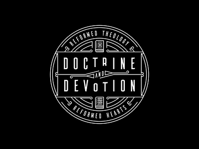 Doctrine and Devotion (2020 Logo) badge illustration line art logo peter voth design vector