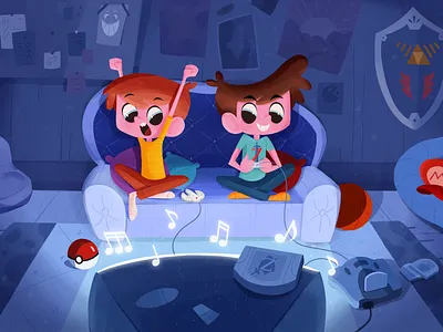 Nostalgia 2d boys character design chieldhood concept art console friends games illustration kids memories night nintendo 64 nostalgia photoshop procreate retro texture