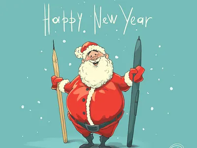 Happy New Year 2d character illustration