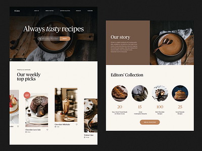 ECake Website baking cake cooking layout minimal modern photography recipes typography web design website