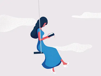 The reading girl book character clouds drawing girl girl character girl illustration illustration ipad peace pink procreate read reading sky texture vector visual woman