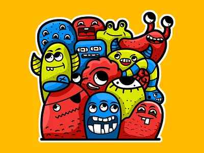 Monster Doodle Art 2d character adobe illustration adobe illustrator adobe photoshop cartoon cartoon character character design colorful design digital painting doodle art drawing flat illustration illustration