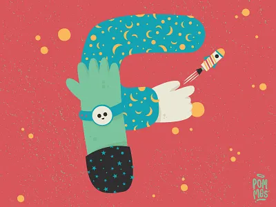 THE HANDSOME TYPE - F 36 days of type 36days f 36daysoftype 36daysoftype07 alphabet cover elton john germany iampommes illustration illustrator mannheim playlist pommes rocket rocket man science space typography vector