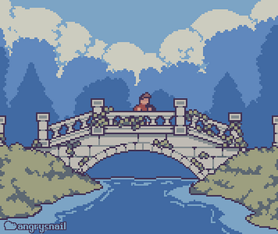 Bridge in the forest 16bit 8bit artwork environment design game art game design gameart illustration pixel art pixelart