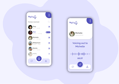 Noisy - A concept design for recording chat adobe illustrator adobe xd app appdesign branding chatapp design illustration illustrator social app ui ux vector