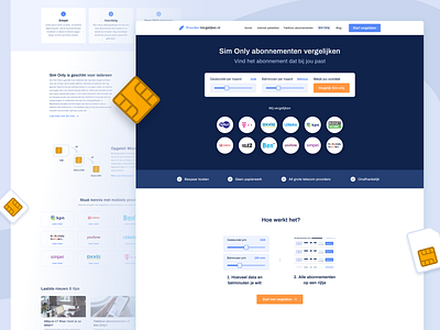 provider-vergelijker.nl - Sim only vergelijken affiliate affiliate marketing clean comparison design hoe het werkt providers sim only slider ui ux uxui vergelijken web website