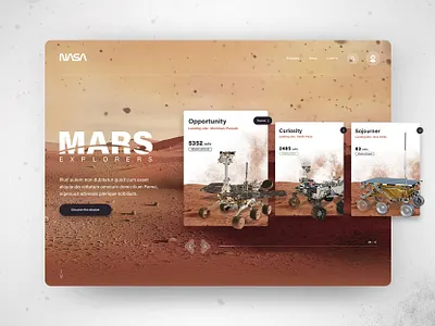 MARS EXPLORERS design desktop exploration graphic design homepage illustration illustrator interplanetary logo mars planet rovers sketch space spaceflight ui ux webdesign website