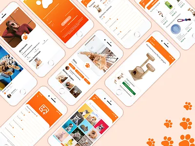 PetsProject App feed mobile pets social store app uidesign